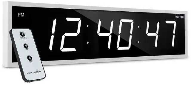 Main image of Ivation Huge Large Big Oversized Digital LED Clock - Shelf or Wall Mount (36 Inch - White) | 6-Level Brightness, Mounting Holes & Hardware
