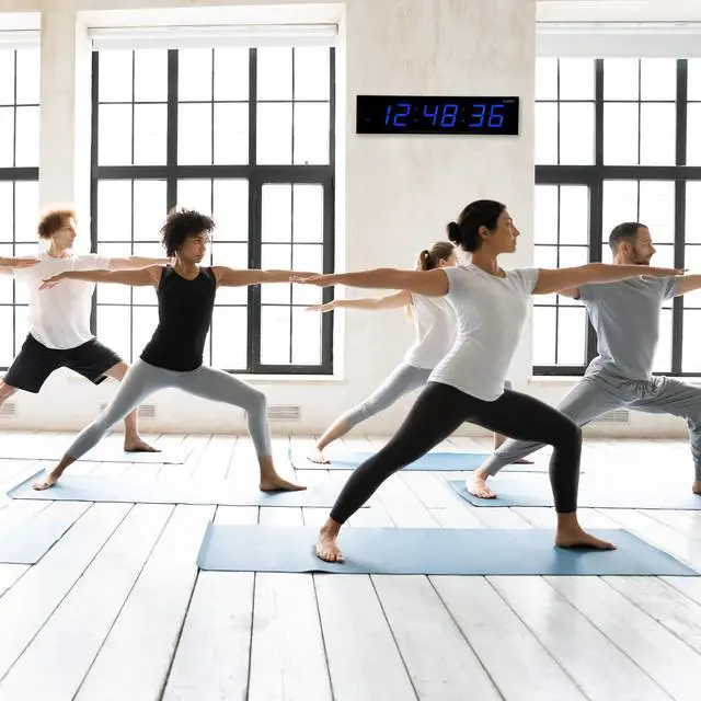 Alt view image 7 of 7 - Ivation Huge 36" Inch Large Big Oversized Digital LED Clock with Stopwatch, Alarms, Countdown Timer & Temp - Shelf or Wall Mount (Blue) | 6-Level Brightness, Mounting Holes & Hardware