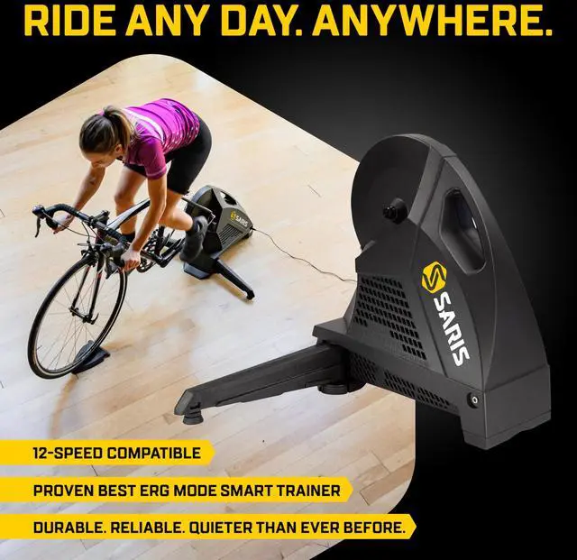 Alt view image 2 of 7 - Saris - H3 Plus Smart Indoor Bike Trainer, Quietest Ever at 59 dB, Compatible with 12-Speed Drivetrains, Includes Virtual Training App Subscription