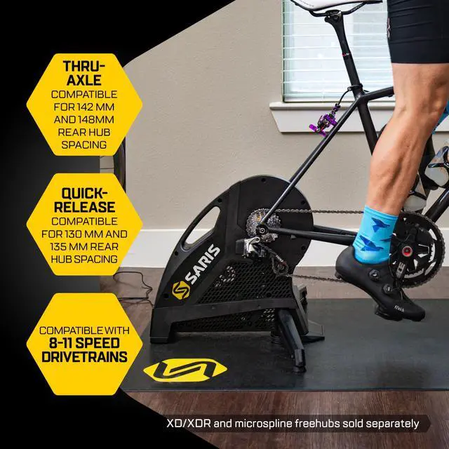 Alt view image 3 of 7 - Saris - H3 Plus Smart Indoor Bike Trainer, Quietest Ever at 59 dB, Compatible with 12-Speed Drivetrains, Includes Virtual Training App Subscription