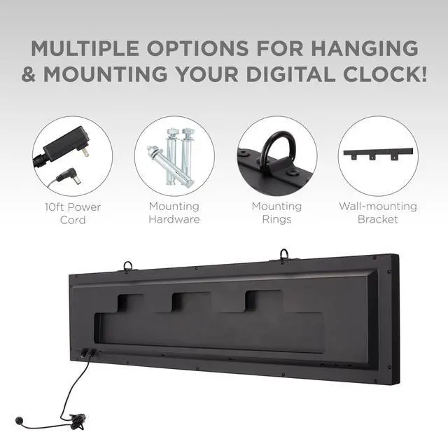 Alt view image 7 of 7 - Ivation Huge 36" Inch Large Big Oversized Waterproof Outdoor Digital LED Clock with Stopwatch, Alarms, Countdown Timer & Temp - Wall or Chain Mount (Red) | 5-Level Brightness