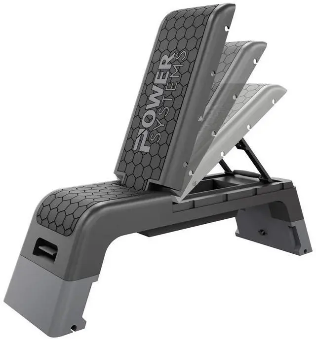 Main image of Power Systems Fitness Deck, for Cardio Workouts and Strength Training, Black/Grey - Adjustable Bench and Aerobic Step