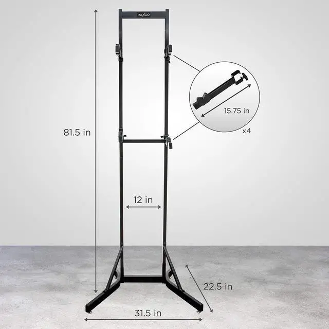 Alt view image 5 of 6 - RaxGo Bike Garage Storage Rack, 2 Bicycle Garage Floor Stand, Foldable, Freestanding, Adjustable Hooks, For Mountain & Road bicycles, Universal For Indoor Use