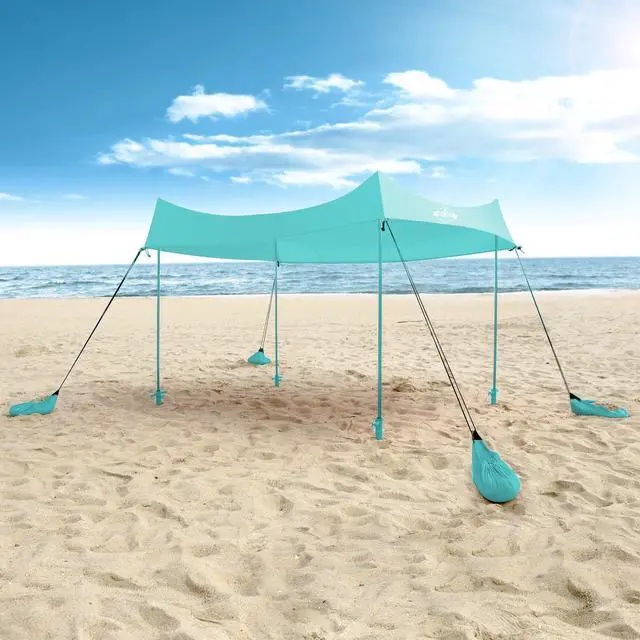 Main image of Hike Crew Sun Shade Canopy | Lycra Portable Beach Tent Shelter with UPF 50+ UV Protection, Built-in Sandbags, Carry Bag, 4 Poles & 3 Anchor Sets for Various Terrain | Wind, Water & UV Resistant