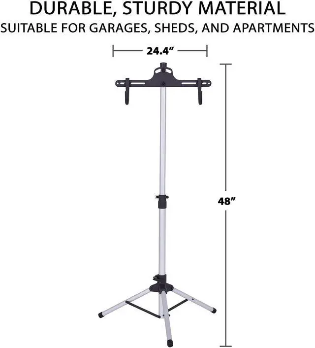 Alt view image 3 of 6 - RaxGo Bike Storage Rack, Bicycle Stand for Garage & Apartments, Adjustable Height, Freestanding & Foldable Design, Fits Mountain, Road & Other Styles, for Indoor Use