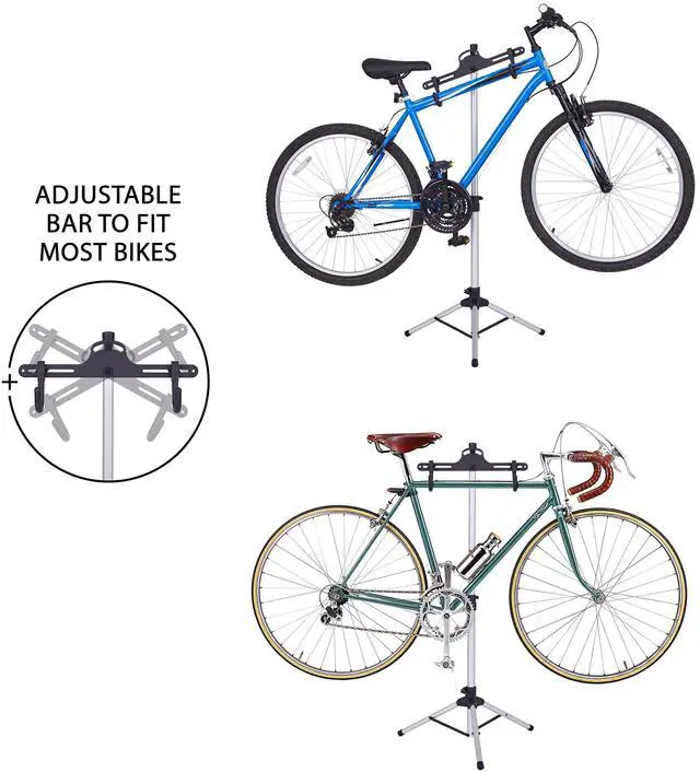 Alt view image 4 of 6 - RaxGo Bike Storage Rack, Bicycle Stand for Garage & Apartments, Adjustable Height, Freestanding & Foldable Design, Fits Mountain, Road & Other Styles, for Indoor Use