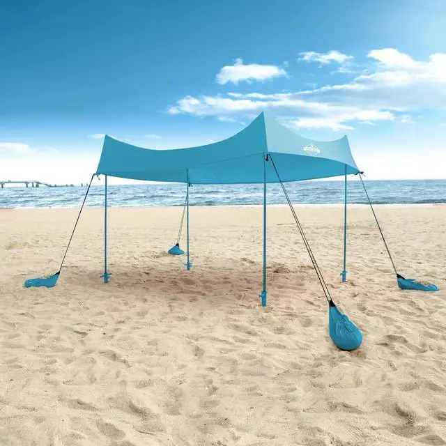 Main image of Hike Crew Sun Shade Canopy | Lycra Portable Beach Tent Shelter with UPF 50+ UV Protection, Built-in Sandbags, Carry Bag, 4 Poles & 3 Anchor Sets for Various Terrain | Wind, Water & UV Resistant