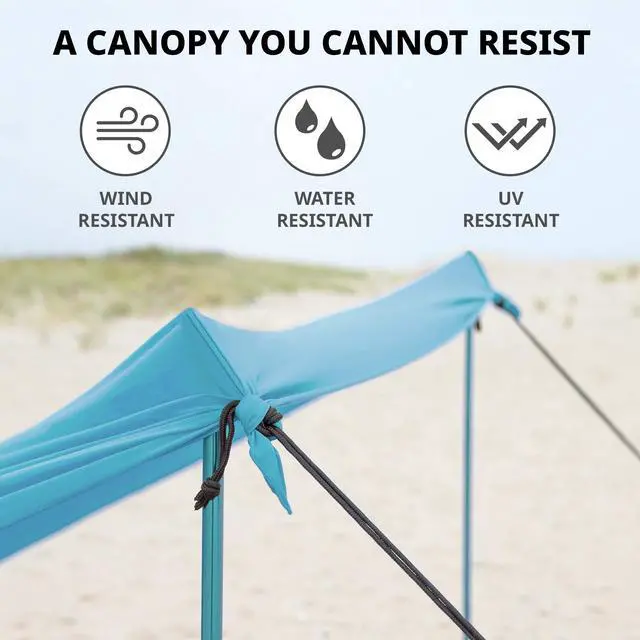 Alt view image 4 of 7 - Hike Crew Sun Shade Canopy | Lycra Portable Beach Tent Shelter with UPF 50+ UV Protection, Built-in Sandbags, Carry Bag, 4 Poles & 3 Anchor Sets for Various Terrain | Wind, Water & UV Resistant