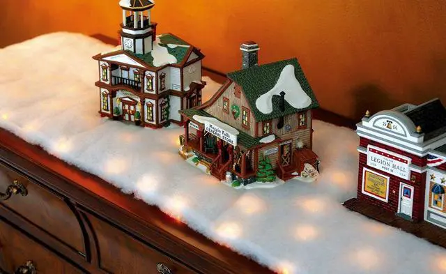 Alt view image 3 of 3 - Collections Etc LED Snow Battery Operated Table Runner Brown