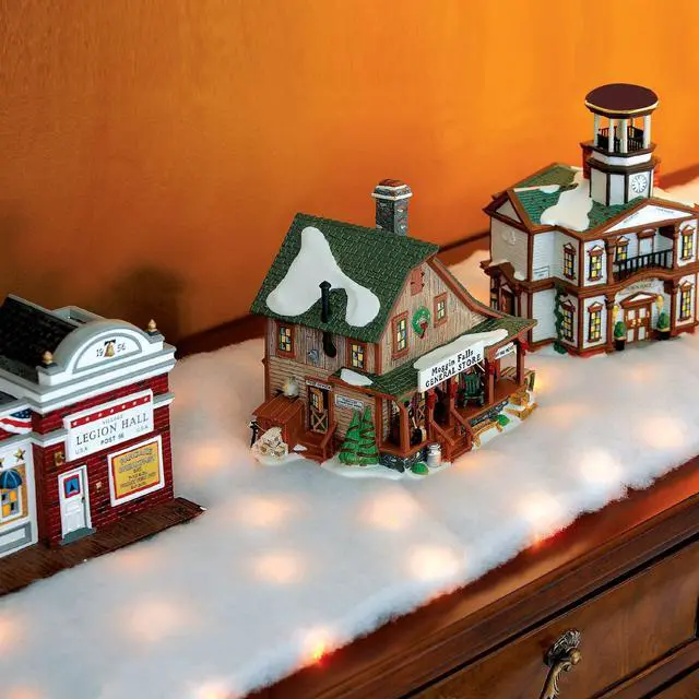 Alt view image 2 of 3 - Collections Etc LED Snow Battery Operated Table Runner Brown