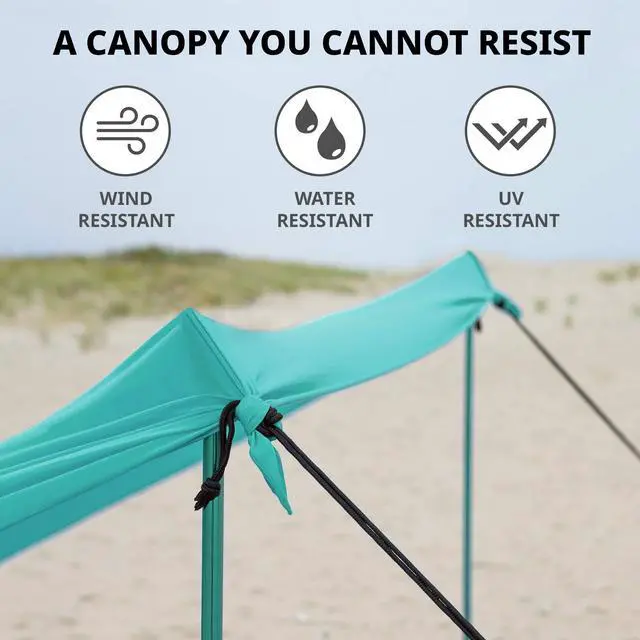 Alt view image 4 of 7 - Hike Crew Sun Shade Canopy | Lycra Portable Beach Tent Shelter with UPF 50+ UV Protection, Built-in Sandbags, Carry Bag, 4 Poles & 3 Anchor Sets for Various Terrain | Wind, Water & UV Resistant