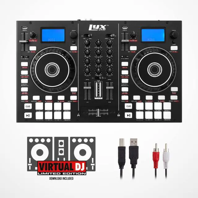 Alt view image 6 of 7 - LyxJam 2-Deck Portable DJ Controller, Mixing Console with LCD Display | Manual Looping, USB, MIC Input, Record Output, 16 Performance Pads with Virtual DJ LE Software Included (Download)