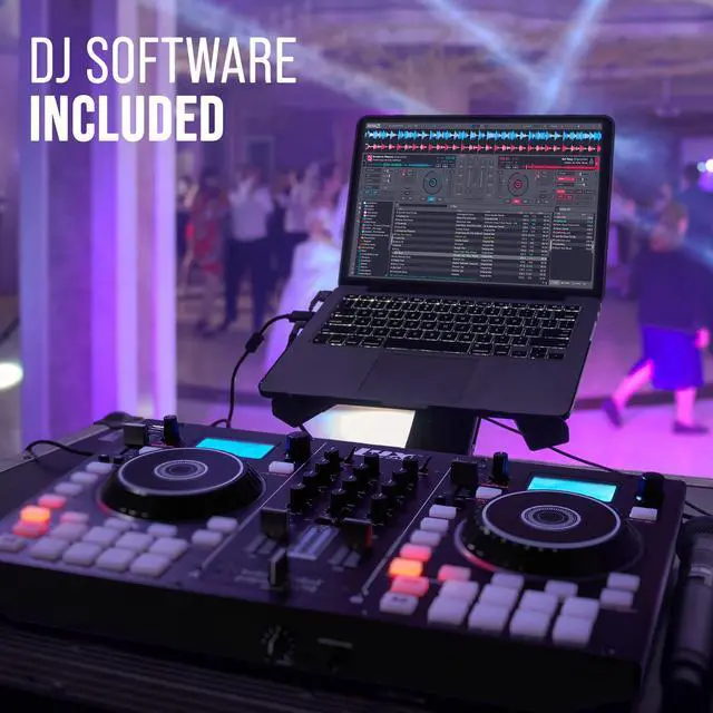 Alt view image 7 of 7 - LyxJam 2-Deck Portable DJ Controller, Mixing Console with LCD Display | Manual Looping, USB, MIC Input, Record Output, 16 Performance Pads with Virtual DJ LE Software Included (Download)