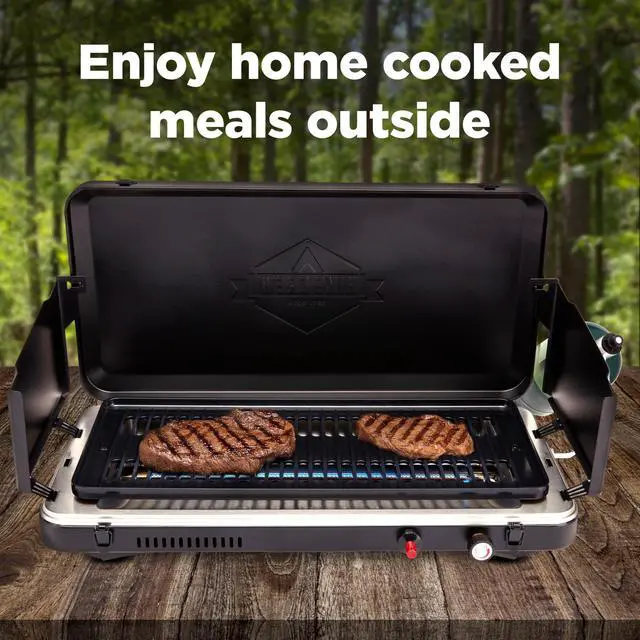 Alt view image 3 of 7 - Hike Crew Gas Camping Grill | 13,000 BTU | Portable Propane Burner | Foldable Legs | Integrated Igniter & Included Regulator w/ Stainless Steel Drip Tray | Wind Panels & Built-in Carrying Handle