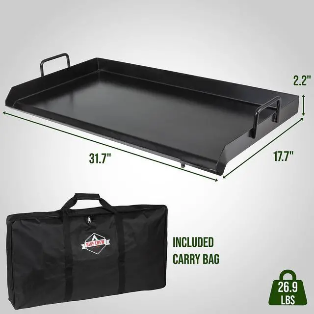 Alt view image 4 of 5 - Hike Crew Non-Stick Griddle for Double Burner Outdoor Stove | Pre-seasoned Camping Skillet Pan w/ Easy-Clean Surface, Oil Reservoir & Grease Cup, Raised Edges, Built-In Handles & Carry Bag | 31 x 17