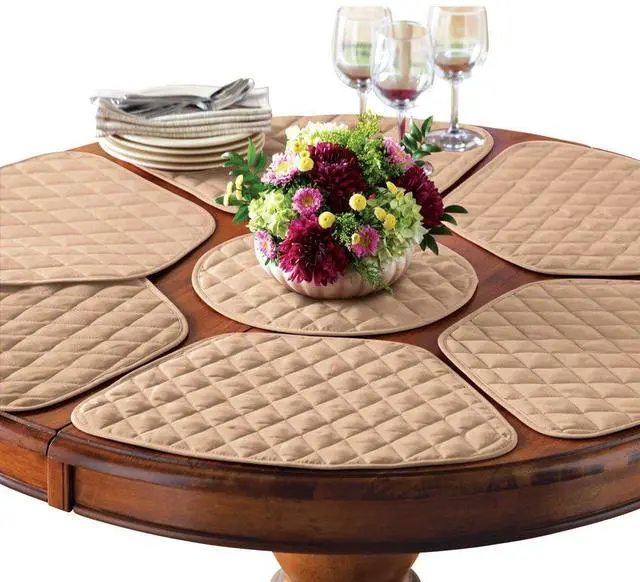 Main image of Collections Etc Kitchen Table Placemat and Centerpiece Set - 7 Pc, Beige