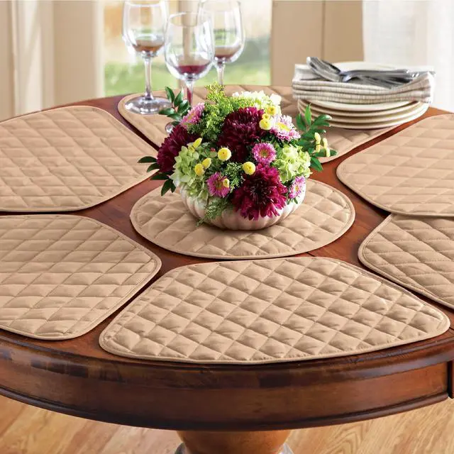 Alt view image 2 of 4 - Collections Etc Kitchen Table Placemat and Centerpiece Set - 7 Pc, Beige