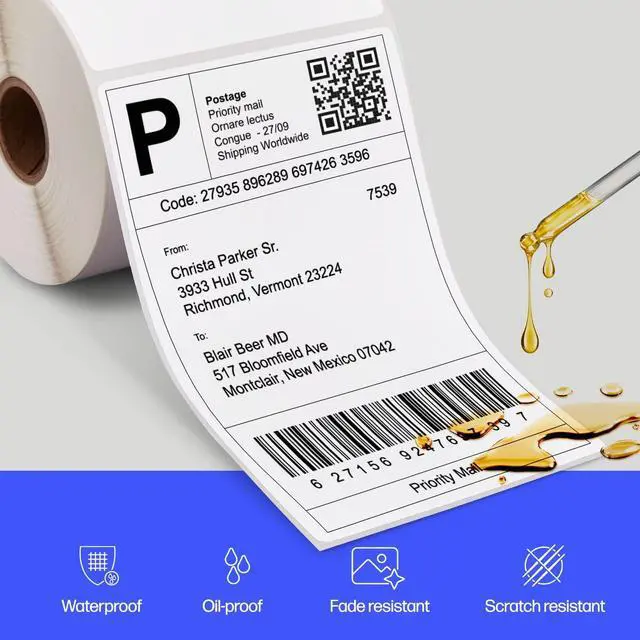 Alt view image 6 of 7 - 4 x 6 Direct Thermal Shipping Labels, 4 Rolls 250 Sheets per Roll, Multipurpose Thermal Labels for Personal or Business Use, Compatible with and Other Thermal Label Printers, White