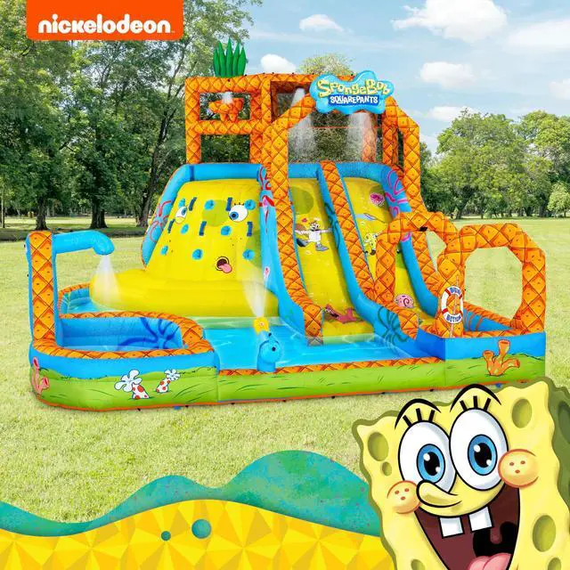 Alt view image 6 of 7 - Sunny & Fun Mega Climb N Go Inflatable Water Slide Park Heavy-Duty for Outdoor Fun - Climbing Wall, 2 Slides, Splash & Deep Pool Easy to Set Up & Inflate with Included Air Pump & Carrying Case