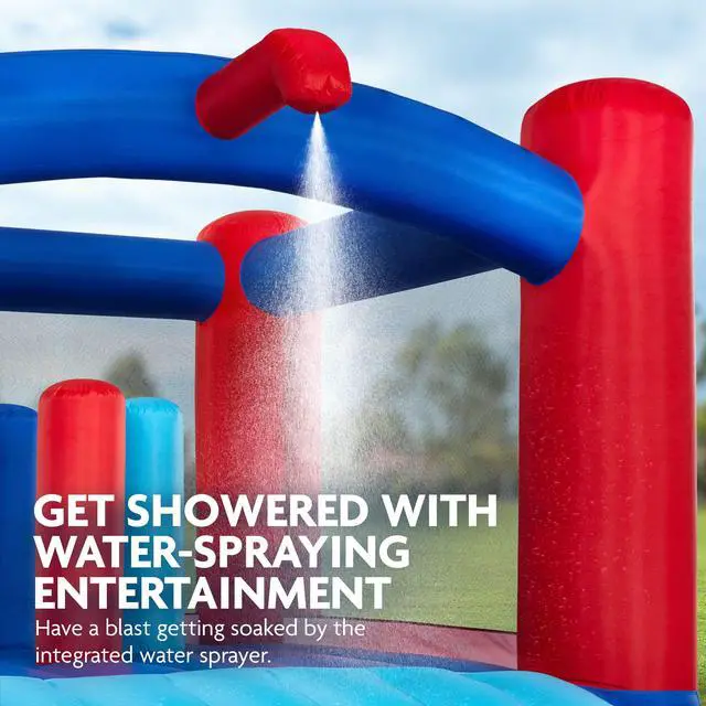 Alt view image 6 of 7 - Sunny & Fun Slide N Splash Bounce House Inflatable Water Slide Park  Heavy-Duty for Outdoor Fun, Wide Slide & Splash Pool