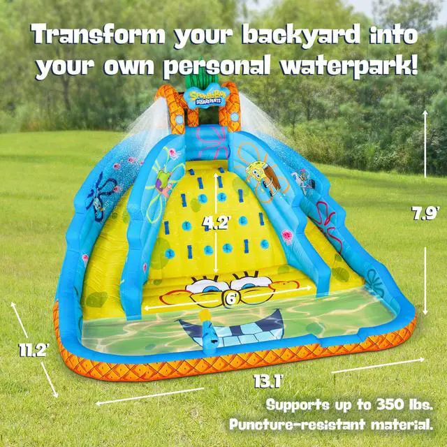 Alt view image 2 of 7 - Sunny and Fun Ultra Climber Inflatable Water Slide Park Heavy-Duty for Outdoor Fun - Climbing Wall, Two Slides & Splash Pool Easy to Set Up & Inflate with Included Air Pump & Carrying Case