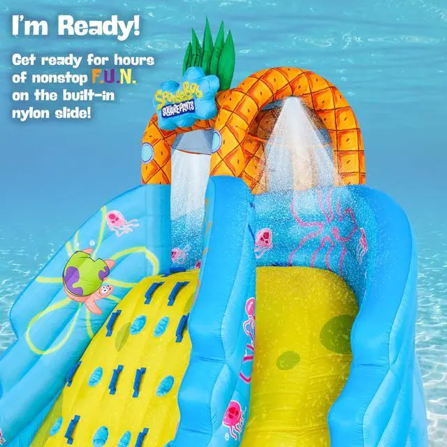 Alt view image 7 of 7 - Sunny and Fun Ultra Climber Inflatable Water Slide Park Heavy-Duty for Outdoor Fun - Climbing Wall, Two Slides & Splash Pool Easy to Set Up & Inflate with Included Air Pump & Carrying Case