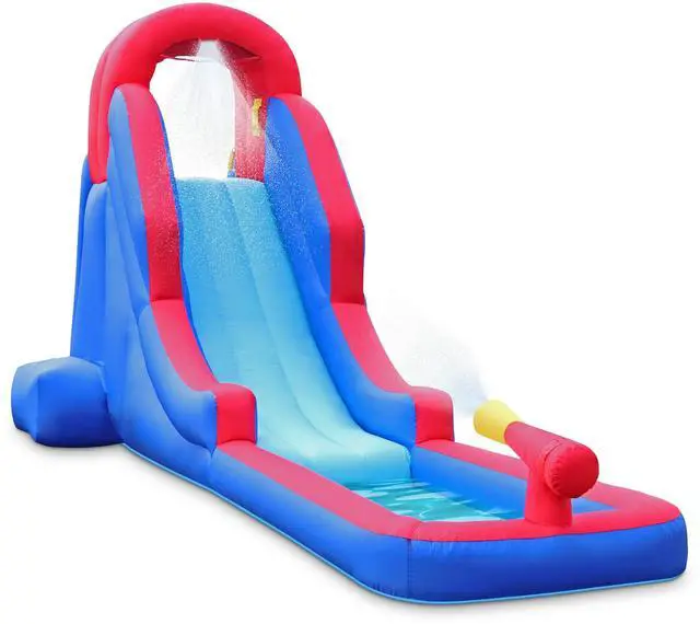 Main image of Sunny & Fun Compact Inflatable Water Slide Park Heavy-Duty Nylon for Outdoor Fun - Climbing Wall, Slide, & Small Splash Pool Easy to Set Up & Inflate with Included Air Pump & Carrying Case