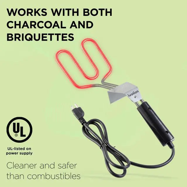 Alt view image 5 of 7 - Ivation Premium 500W Electric Charcoal Starter (Small) Quickly Ignite BBQ Grills Without Lighter Fluid or Matches Double-Ring Design with Longer, Angled Handle Safely Heats in Just 6 Minutes
