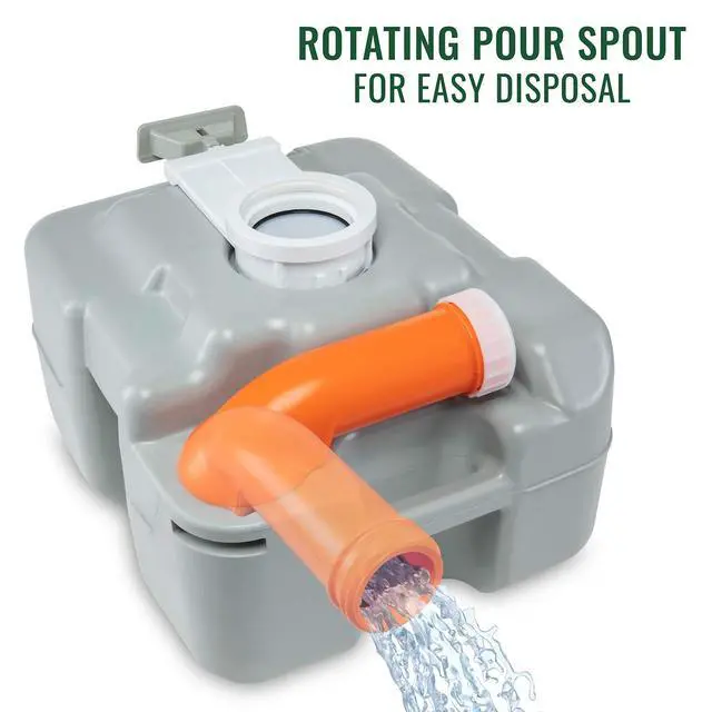 Alt view image 2 of 6 - Hike Crew Advanced Portable Outdoor Camping and Travel Toilet Adult Porta Potty w/ Level Indicator, Rotating Spout, Pressure Valve, 3-Way Pistol Flush for RV, Boat or Trailer 5.3 Gallon (20L)