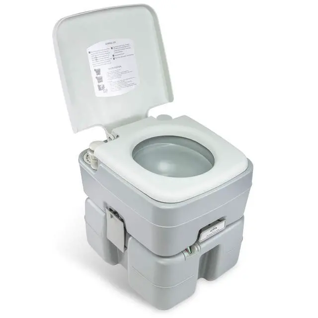Alt view image 4 of 6 - Hike Crew Advanced Portable Outdoor Camping and Travel Toilet Adult Porta Potty w/ Level Indicator, Rotating Spout, Pressure Valve, 3-Way Pistol Flush for RV, Boat or Trailer 5.3 Gallon (20L)