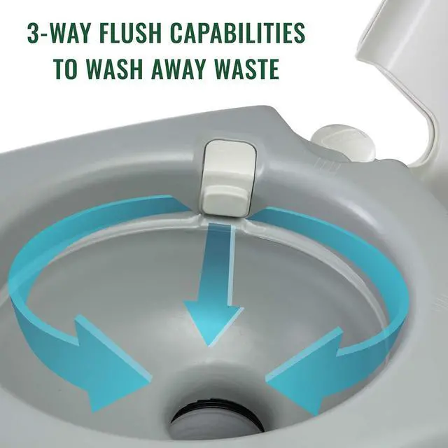 Alt view image 3 of 6 - Hike Crew Advanced Portable Outdoor Camping and Travel Toilet Adult Porta Potty w/ Level Indicator, Rotating Spout, Pressure Valve, 3-Way Pistol Flush for RV, Boat or Trailer 5.3 Gallon (20L)
