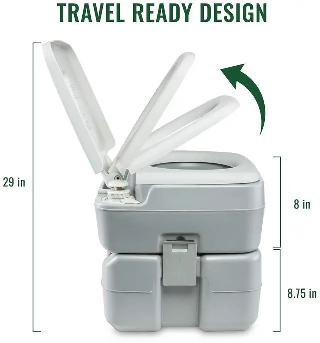 Main image of Hike Crew Advanced Portable Outdoor Camping and Travel Toilet Adult Porta Potty w/ Level Indicator, Rotating Spout, Pressure Valve, 3-Way Pistol Flush for RV, Boat or Trailer 5.3 Gallon (20L)