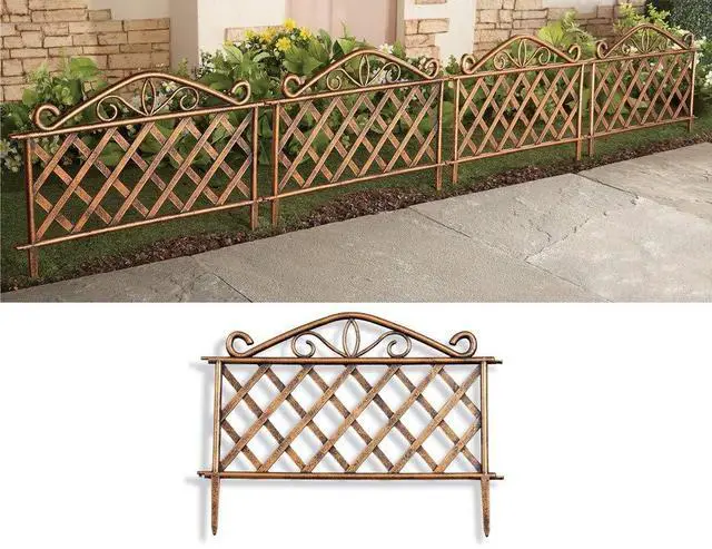 Main image of SkyMall Decorative Scroll Metal Look Garden Border Fence - Gold (4 Pieces)