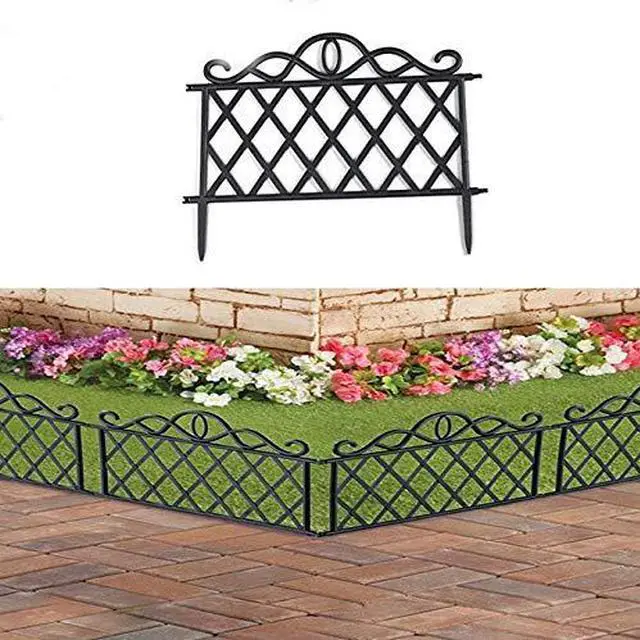 Main image of SkyMall Decorative 4 Piece Scroll Metal Look Garden Border Fence - Black
