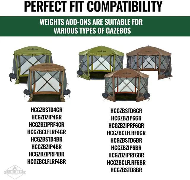 Alt view image 4 of 4 - HIke Crew Pop Up Weights for Gazebo (4 Pack), Sand Filled for Stability, Black