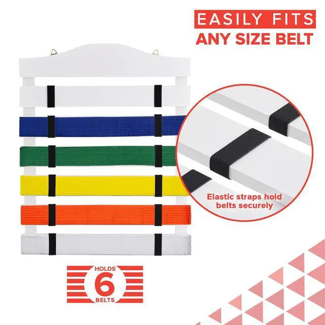 Alt view image 3 of 6 - SkyMall Solid Wood Martial Arts Belt Display Rack - White