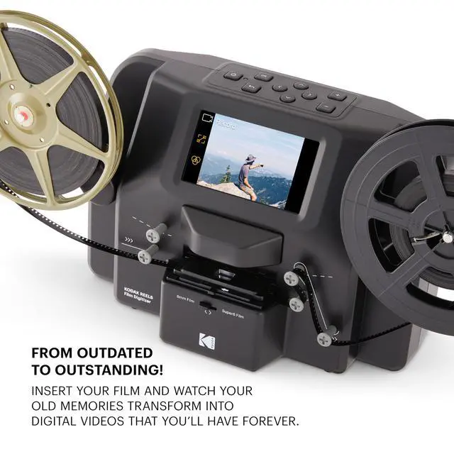 Alt view image 2 of 7 - KODAK REELS 8mm & Super 8 Films Digitizer Converter with Big 5 Screen, Scanner Converts Film Frame by Frame to Digital MP4 Files for Viewing, Sharing & Saving on SD Card for 3 4 5 7 and 9 Reels