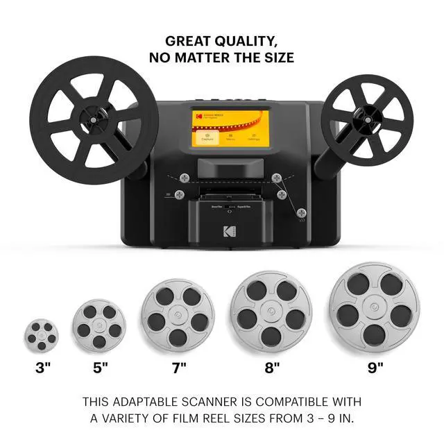 Alt view image 3 of 7 - KODAK REELS 8mm & Super 8 Films Digitizer Converter with Big 5 Screen, Scanner Converts Film Frame by Frame to Digital MP4 Files for Viewing, Sharing & Saving on SD Card for 3 4 5 7 and 9 Reels
