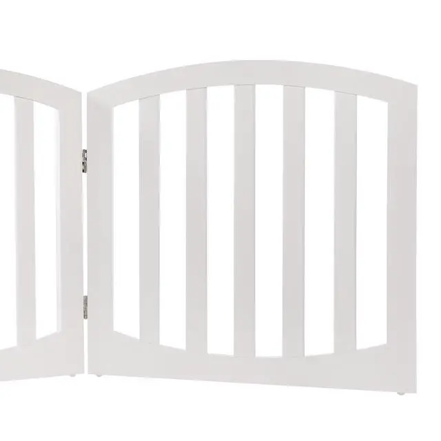 Alt view image 5 of 5 - Arf pets Free Standing Wood Dog Gate, Step Over Pet Fence, 3 Panel 360° configurable,24" Tall, Foldable, Adjustable - White