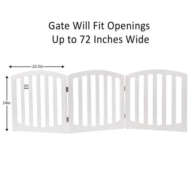 Alt view image 2 of 5 - Arf pets Free Standing Wood Dog Gate, Step Over Pet Fence, 3 Panel 360° configurable,24" Tall, Foldable, Adjustable - White