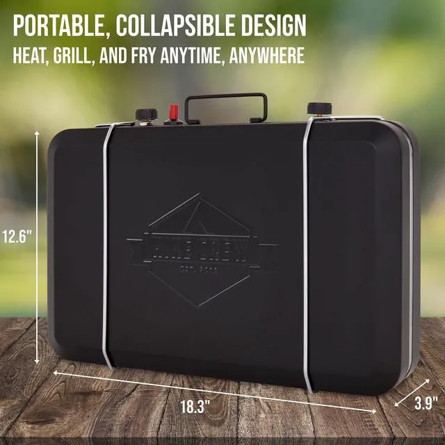 Alt view image 6 of 6 - Hike Crew Gas Camping Stove | 20,000 BTU Portable Propane 2 Burner Stovetop | Integrated Igniter & Stainless Steel Drip Tray | Built-in Carrying Handle, Foldable Legs, Wind Panels | Includes Regulator
