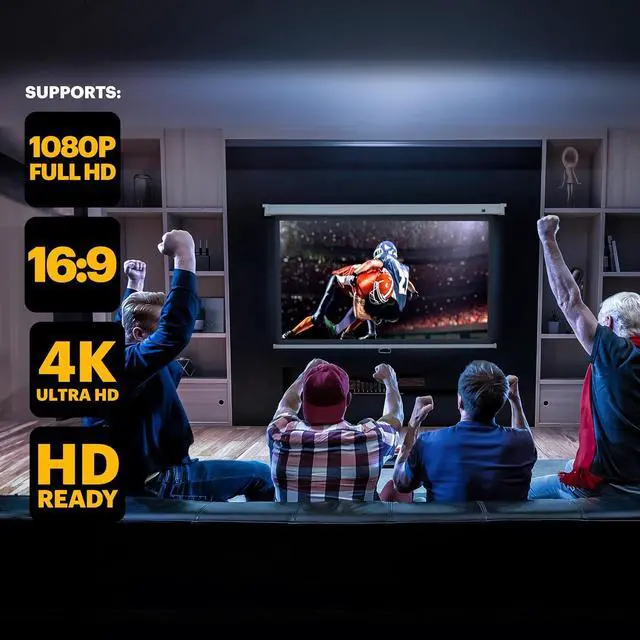 Alt view image 7 of 7 - Kodak 60" Manual Pull Down Projector Screen, Large 16:9 Retractable Projector Screen