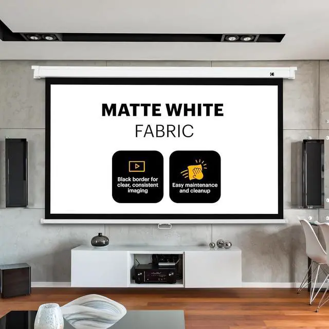 Alt view image 3 of 7 - Kodak 60" Manual Pull Down Projector Screen, Large 16:9 Retractable Projector Screen