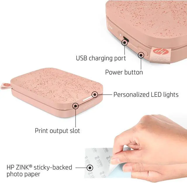 Alt view image 7 of 7 - HP Sprocket Portable 2x3" Instant Photo Printer (Blush Pink), Prints From iOS or Android Devices