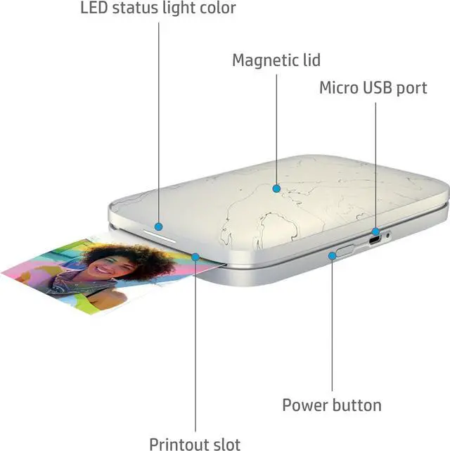 Alt view image 2 of 7 - HP Sprocket Portable 2.3x3.4 Instant Photo Printer (Eclipse), Prints From iOS or Android Devices