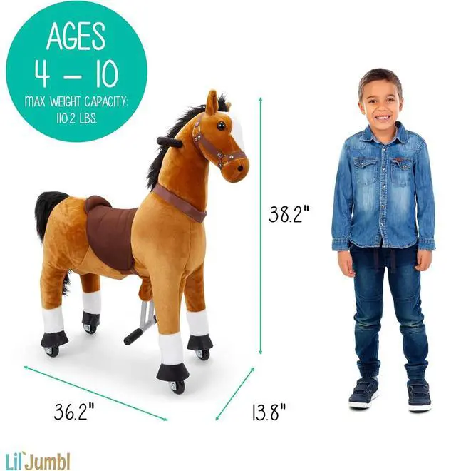 Alt view image 7 of 7 - Lil' Jumbl Ride on Horse, Kids Ride on Toy with Realistic Sounds & Rolling Wheels (Brown)