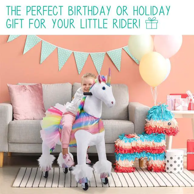 Alt view image 2 of 7 - Lil' Jumbl Ride on Horse, Kids Ride on Toy with Realistic Sounds & Rolling Wheels (Rainbow)