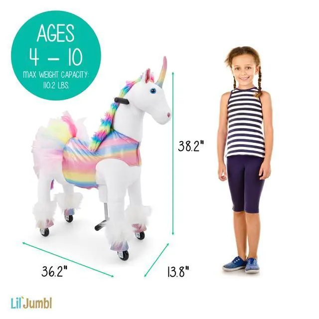 Alt view image 7 of 7 - Lil' Jumbl Ride on Horse, Kids Ride on Toy with Realistic Sounds & Rolling Wheels (Rainbow)