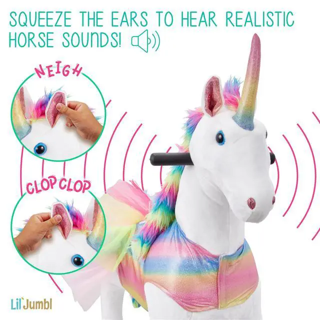 Alt view image 5 of 7 - Lil' Jumbl Ride on Horse, Kids Ride on Toy with Realistic Sounds & Rolling Wheels (Rainbow)