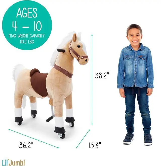 Alt view image 7 of 7 - Lil' Jumbl Ride on Horse, Kids Ride on Toy with Realistic Sounds & Rolling Wheels (Off-White)